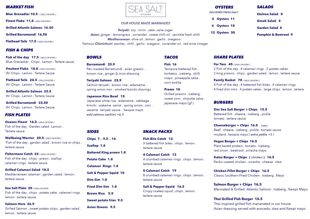 Food Menu – Sea Salt